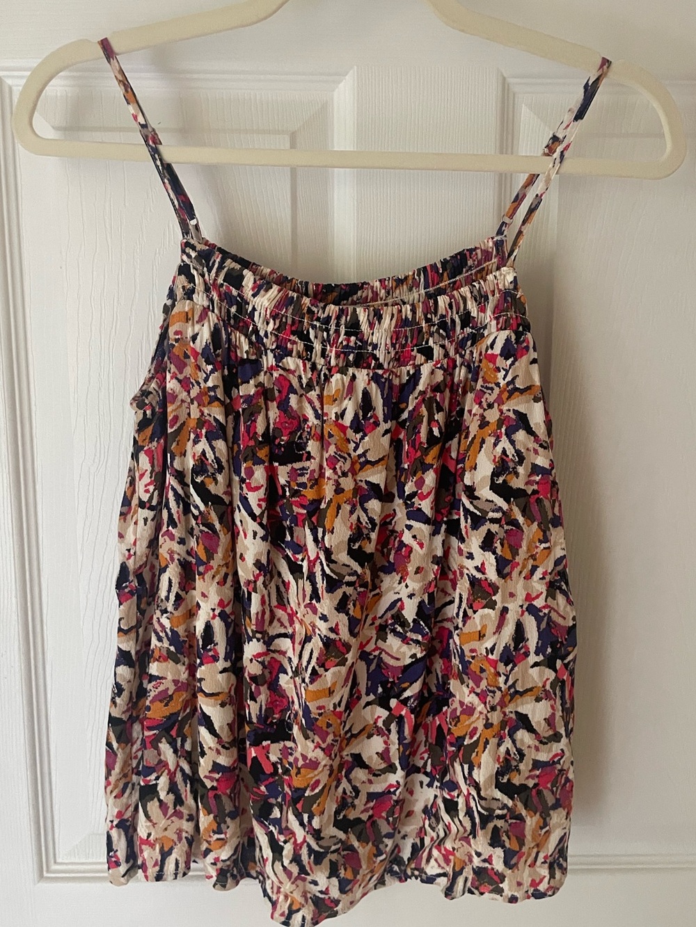 Women’s Spaghetti Strap Floral Print Tank Top - Pink, Navy & Cream